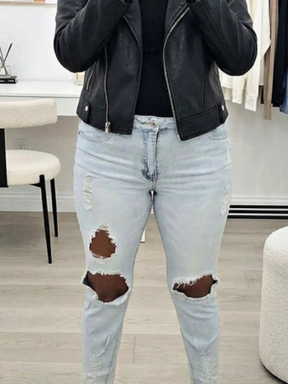 Mid Rise Ankle Jegging Distressed Blue Waist 12